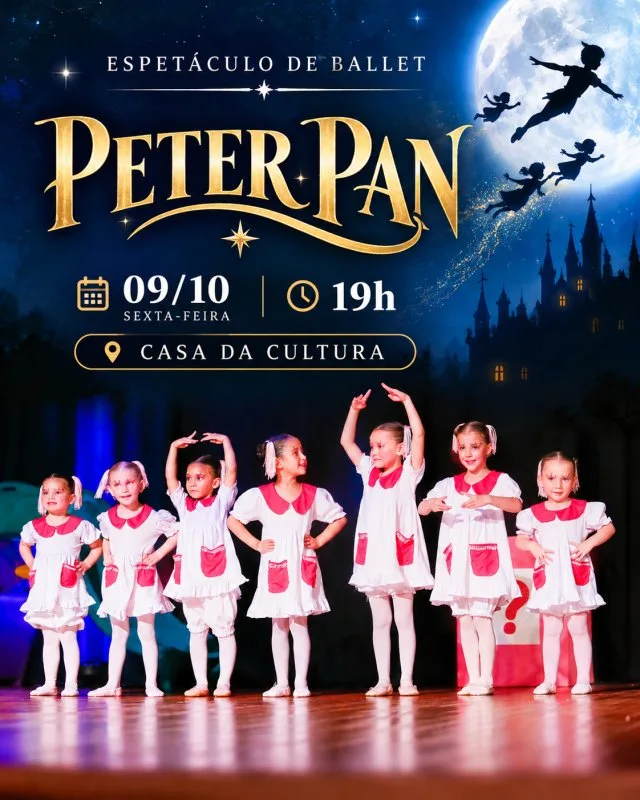 Espetáculo de ballet Peter Pan acontece nesta sexta-feira em Mercedes
