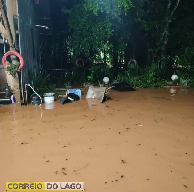 Fortes chuvas fazem rio transbordar e produtores rurais passam a noite recolhendo animais em Santa Helena
