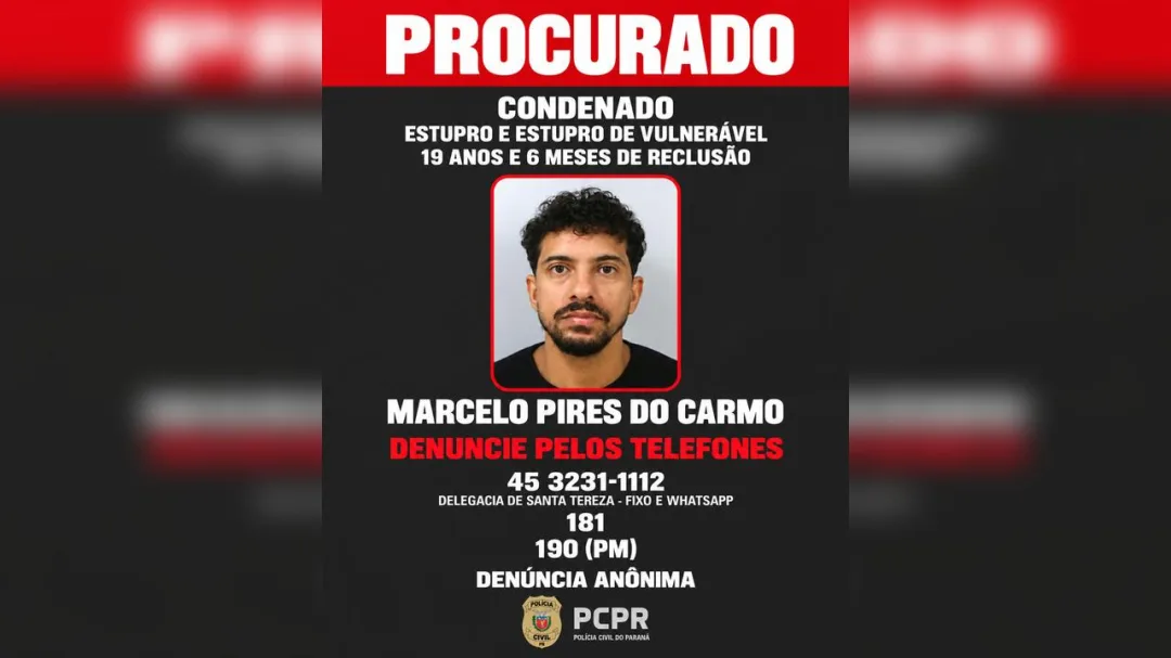 Condenado por estupro contra enteada é procurado pela Polícia Civil no Paraná