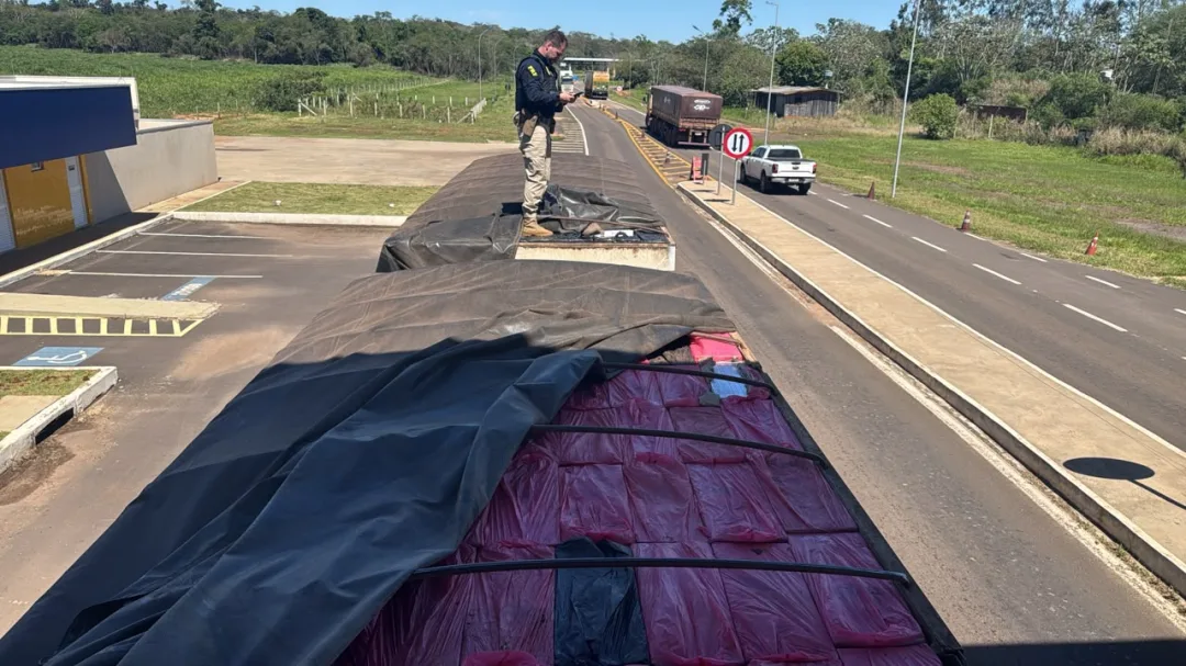 PRF apreende 600 mil maços de cigarros contrabandeados na BR-487