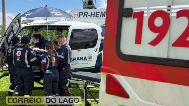 Idosa com AVC hemorrágico é transferida por helicóptero de Santa Helena para hospital de referência em Cascavel