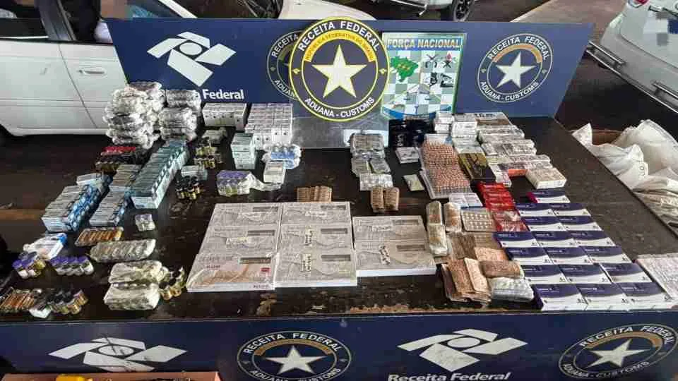 Receita Federal apreende mais de 2,7 mil anabolizantes e medicamentos na Ponte da Amizade, em Foz do Iguaçu